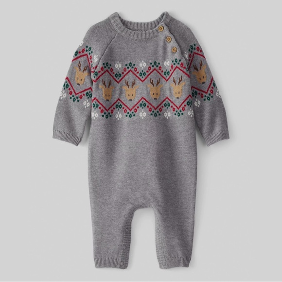 Carter's Other - Gray Reindeer Patterned Kids One Piece